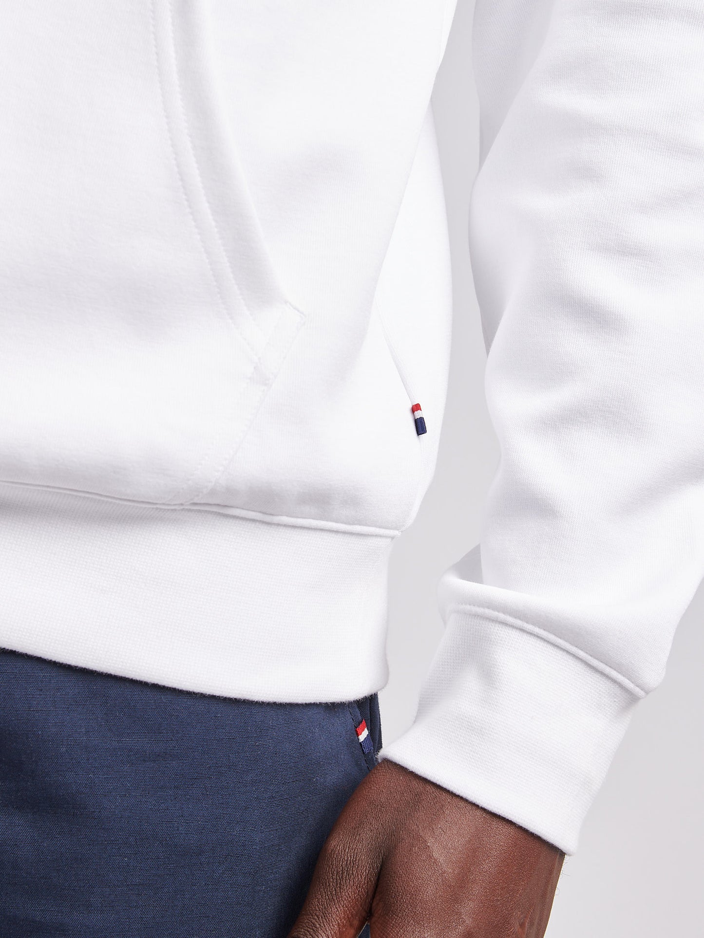 Mens Premium Print Interlock Hoodie in Bright White