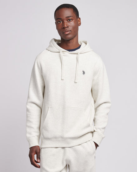 Mens Double Horsemen Herringbone Hoodie in Light Grey Marl