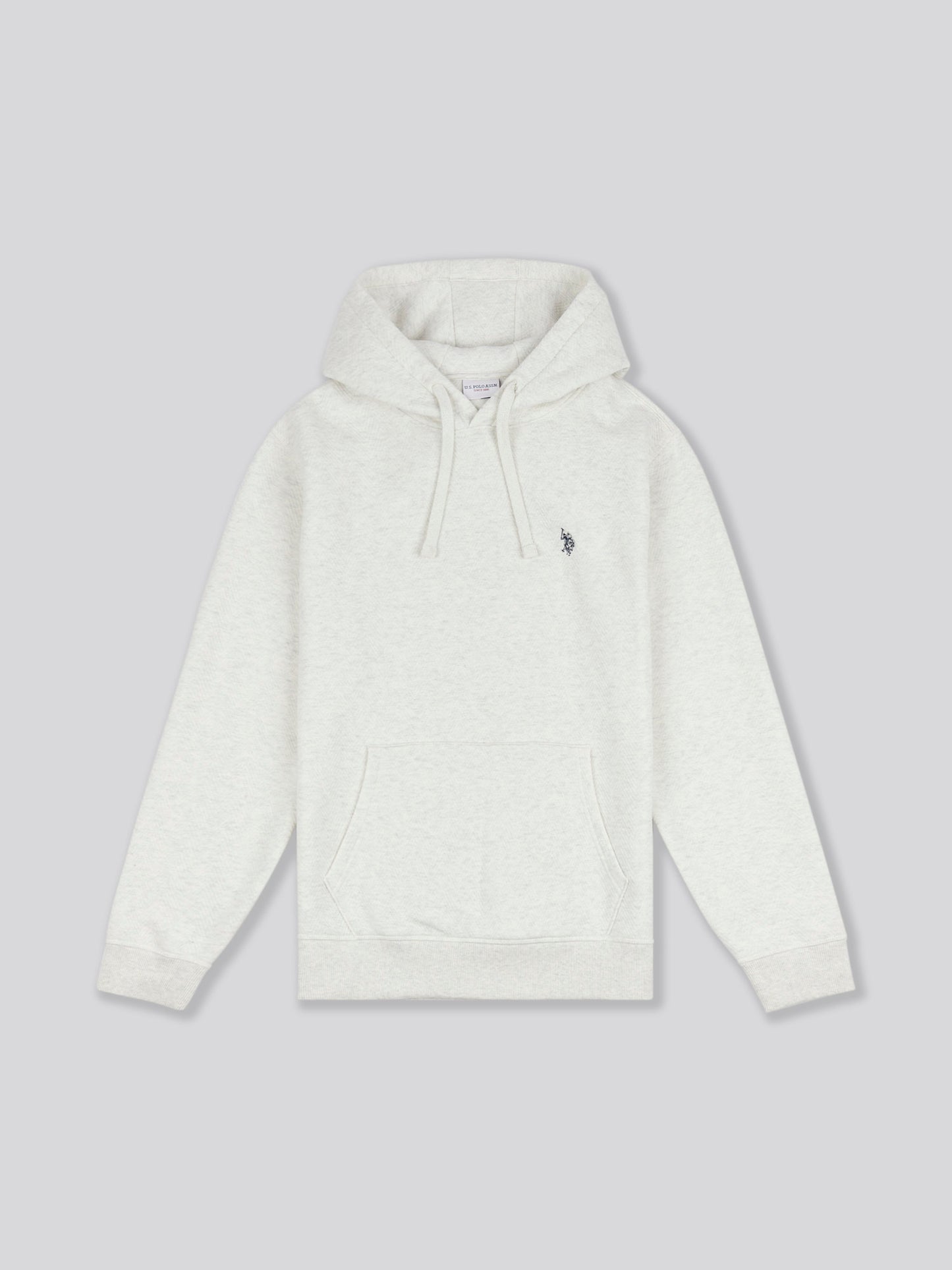 Mens Double Horsemen Herringbone Hoodie in Light Grey Marl