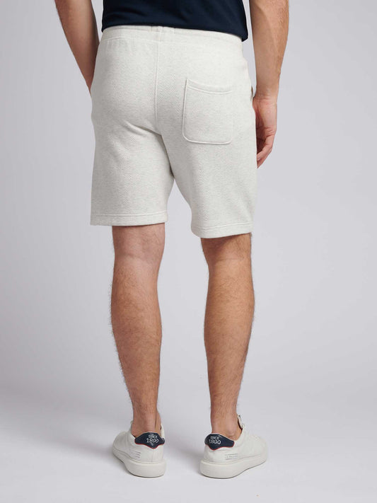 Mens Double Horsemen Herringbone Sweat Short in Light Grey Marl