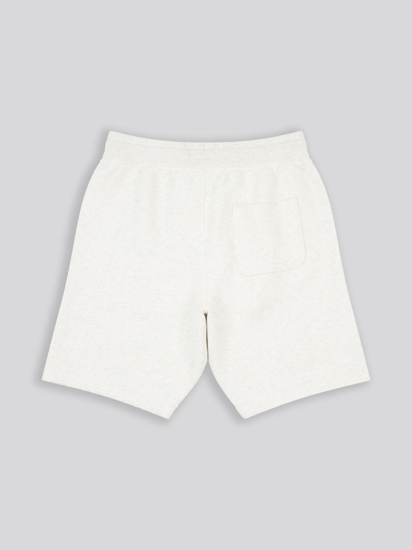 Mens Double Horsemen Herringbone Sweat Short in Light Grey Marl