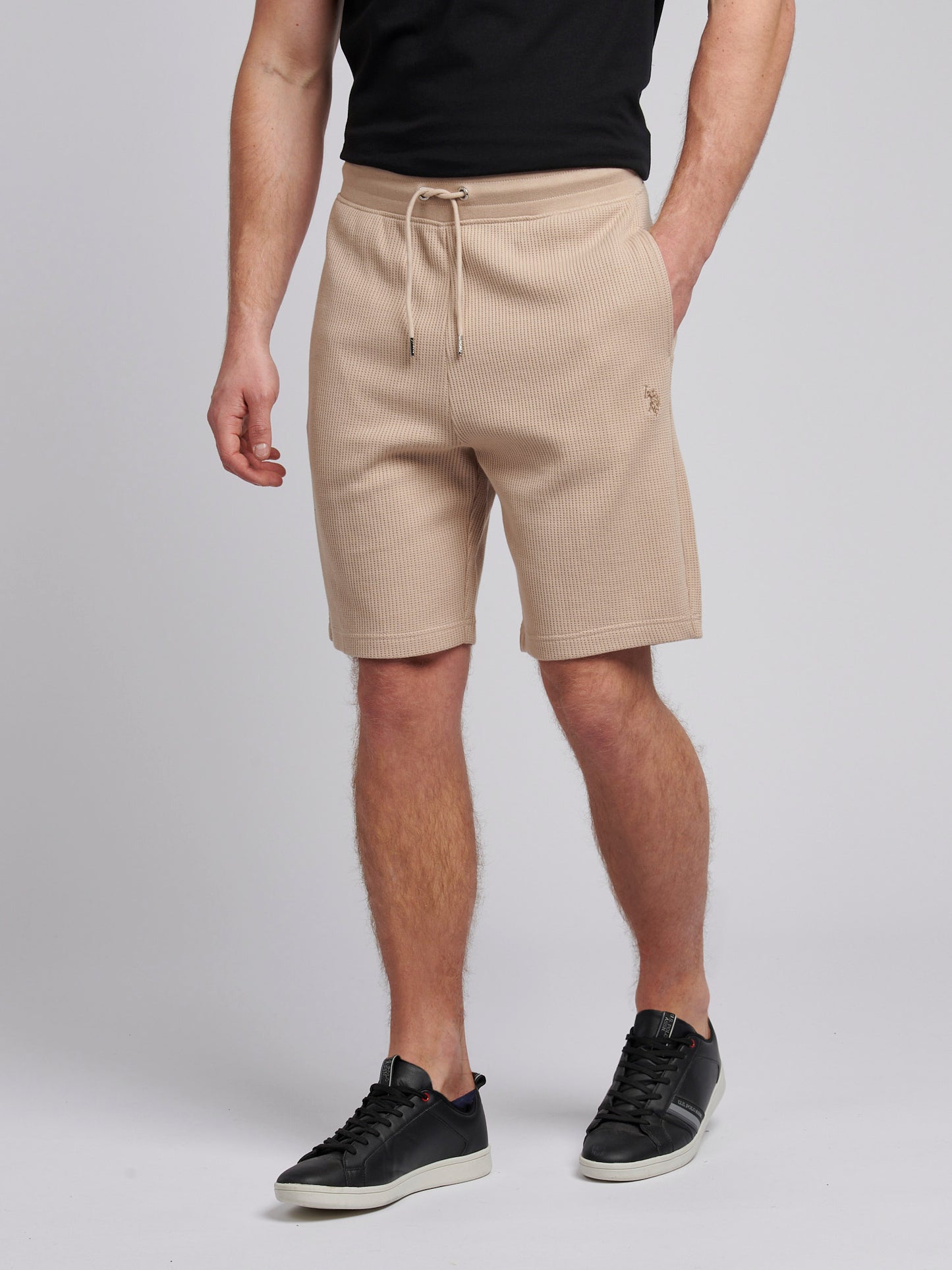 Mens Waffle Texture Short in Doeskin
