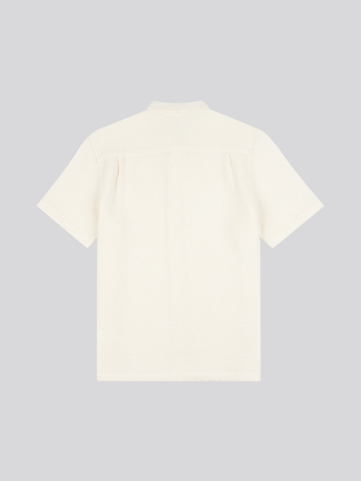 Mens  Textured Waffle Short Sleeve Shirt in Bright White