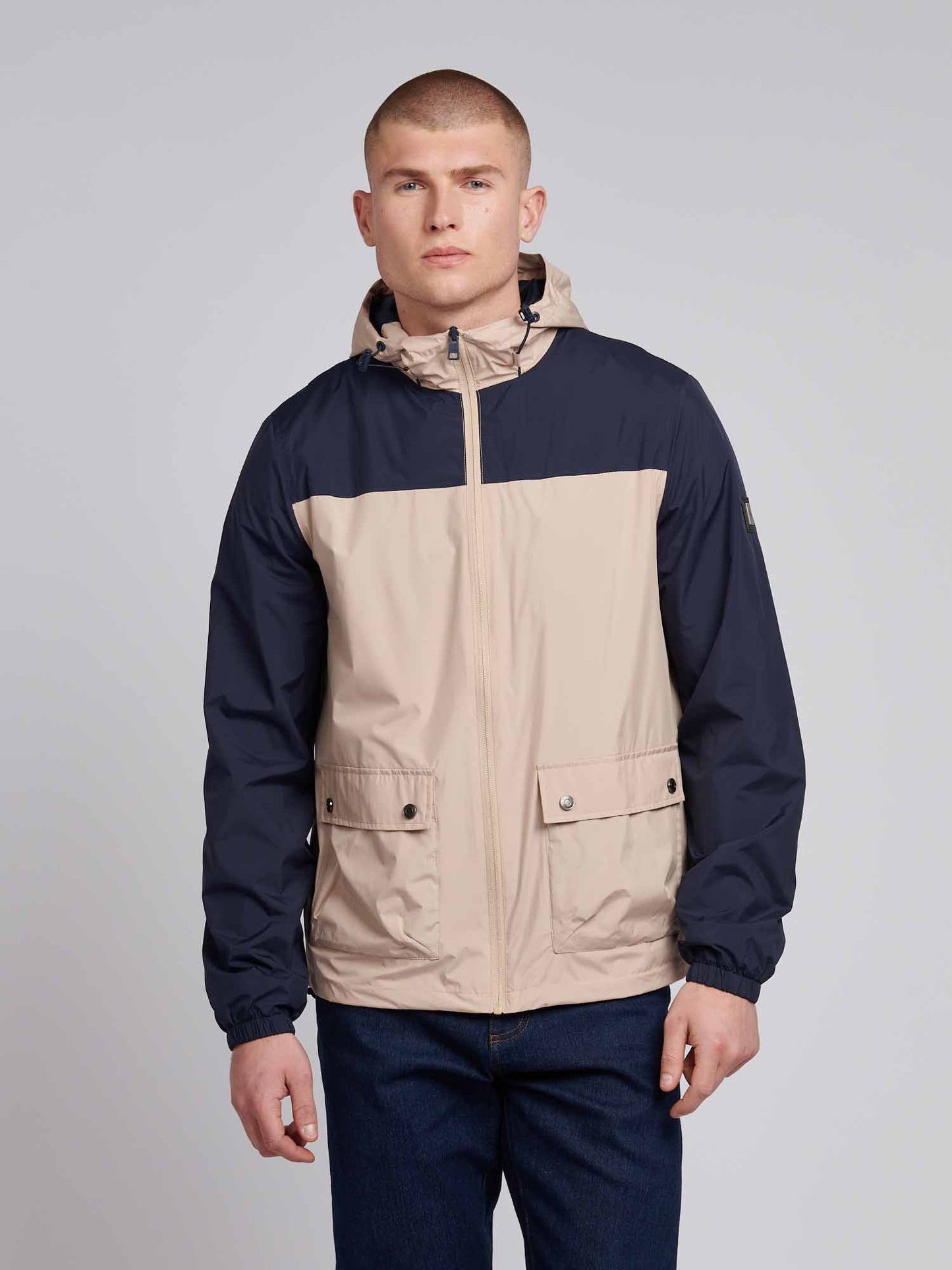 Mens Panelled Windbreaker Jacket in Doeskin