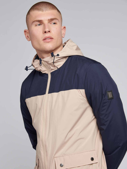 Mens Panelled Windbreaker Jacket in Doeskin
