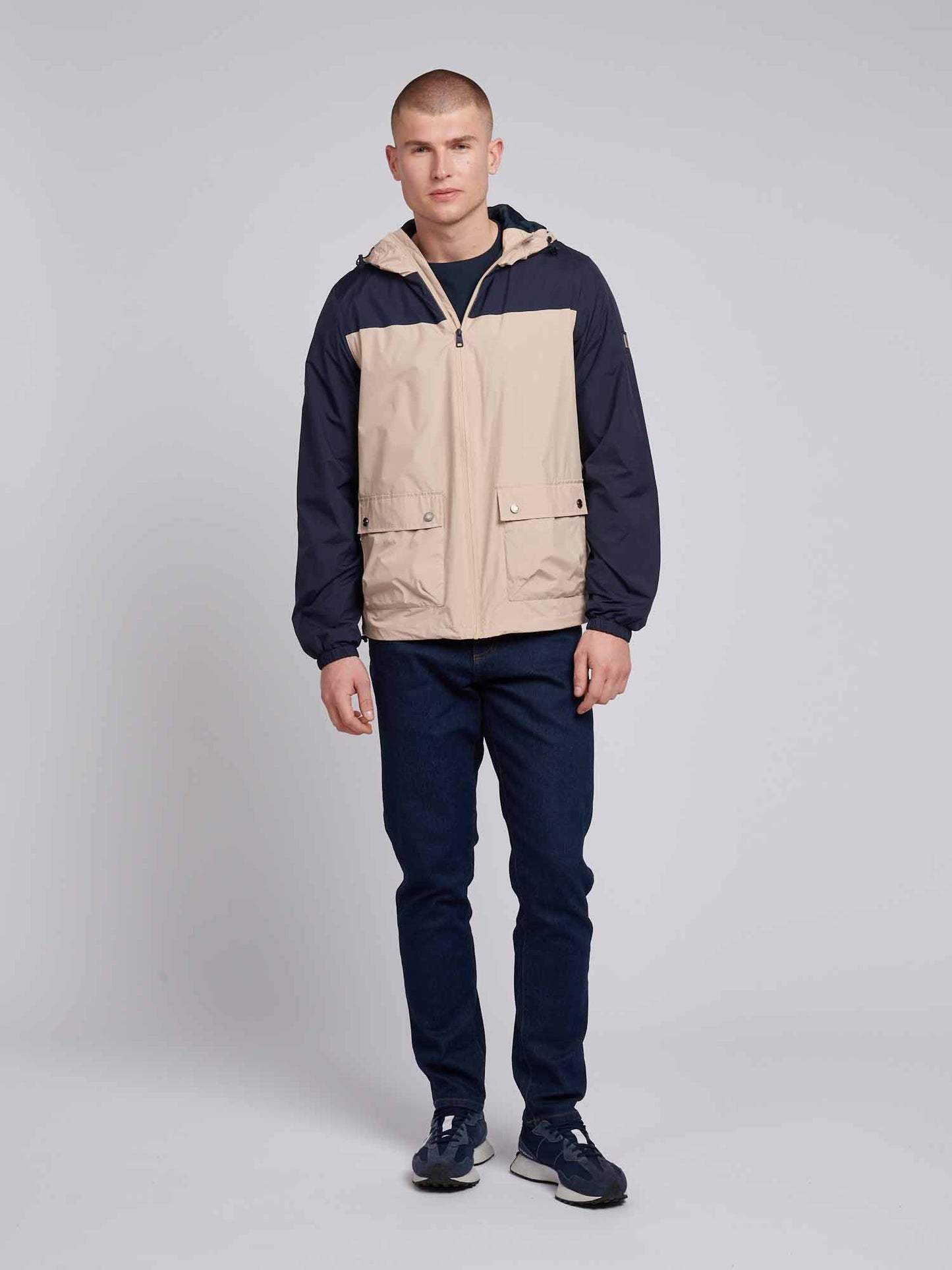 Mens Panelled Windbreaker Jacket in Doeskin