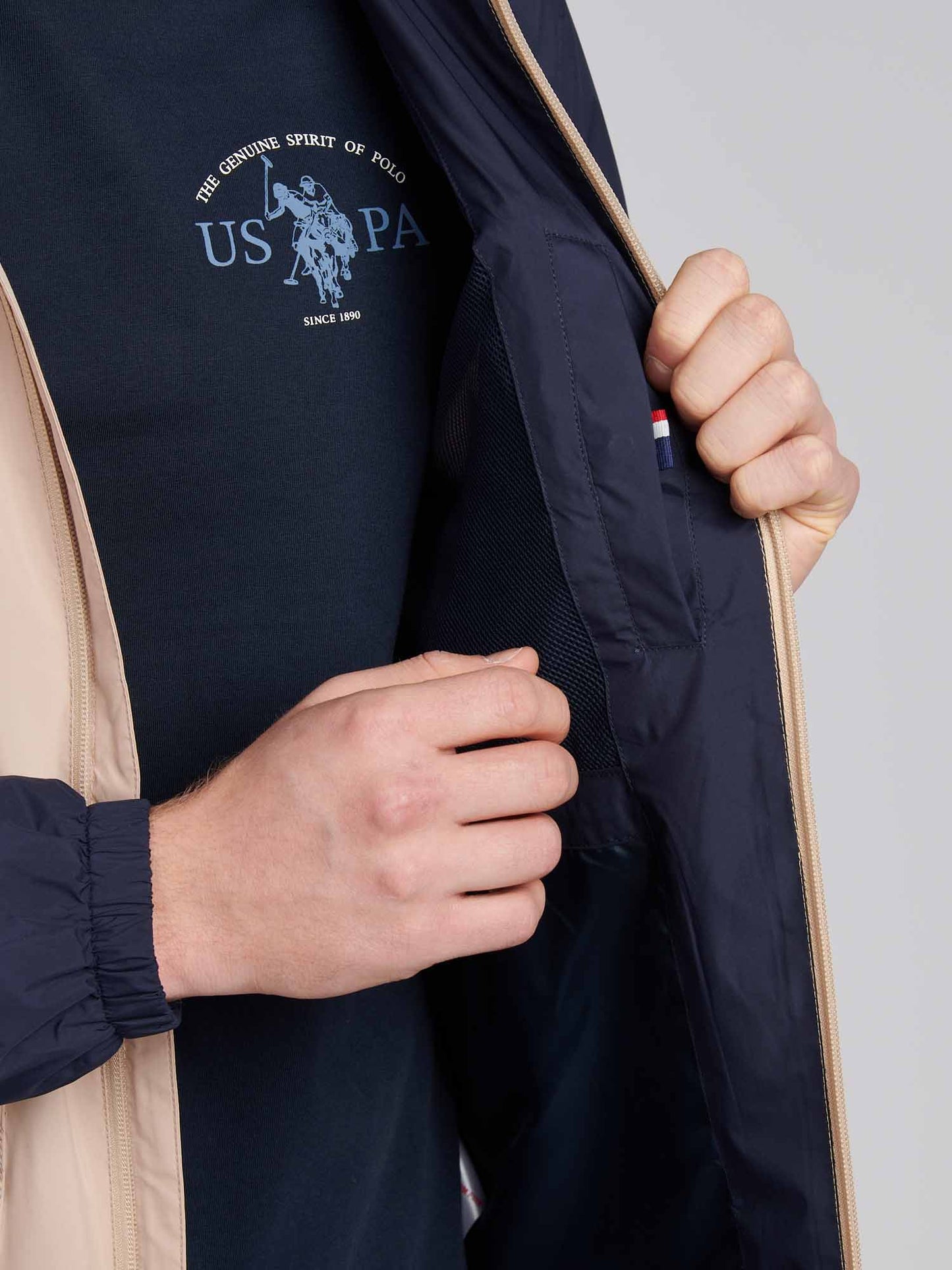 Mens Panelled Windbreaker Jacket in Doeskin