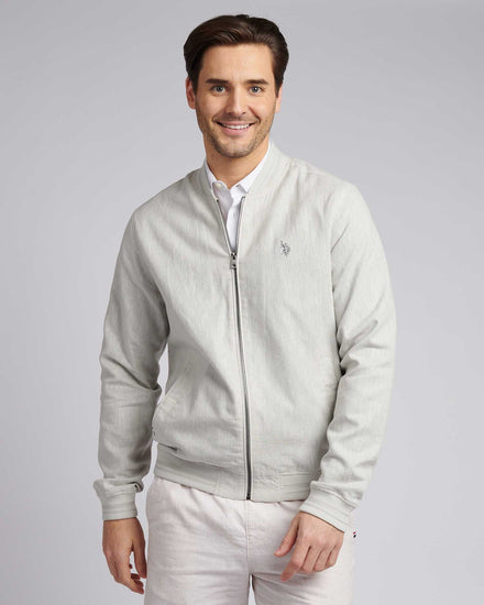 Mens Linen Blend Classic Bomber in Northern Droplet