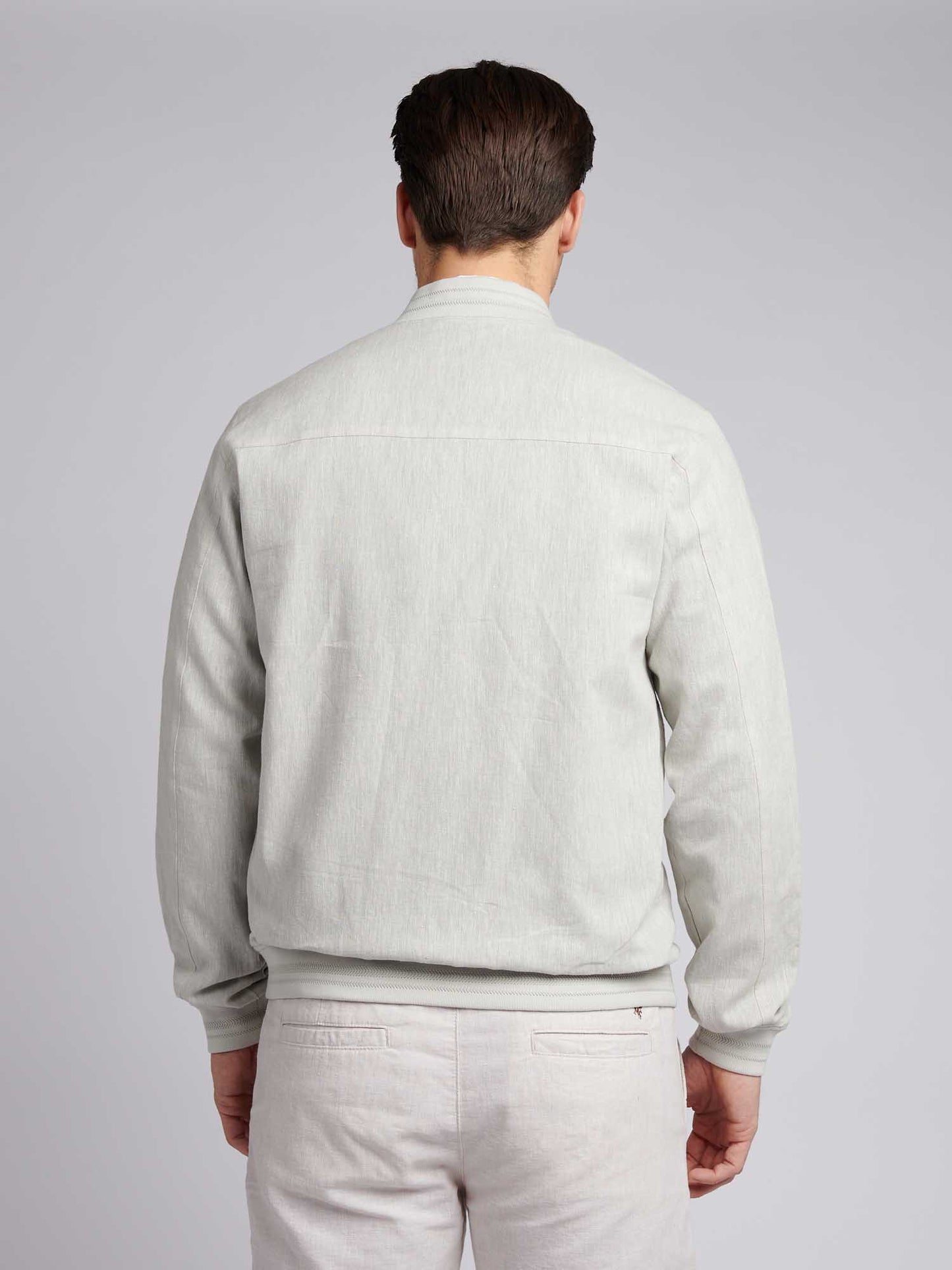Mens Linen Blend Classic Bomber in Northern Droplet