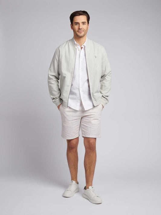 Mens Linen Blend Classic Bomber in Northern Droplet