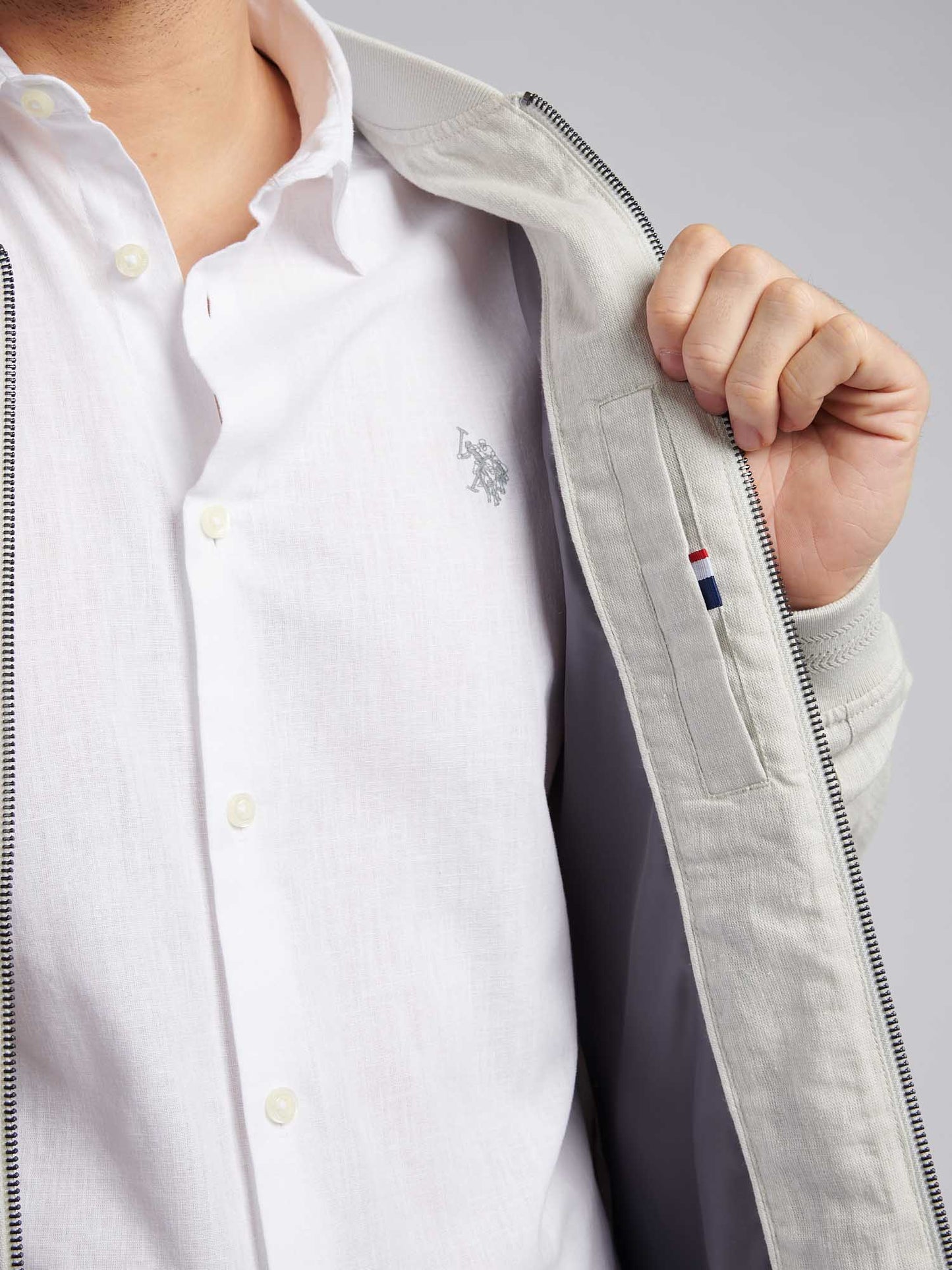 Mens Linen Blend Classic Bomber in Northern Droplet