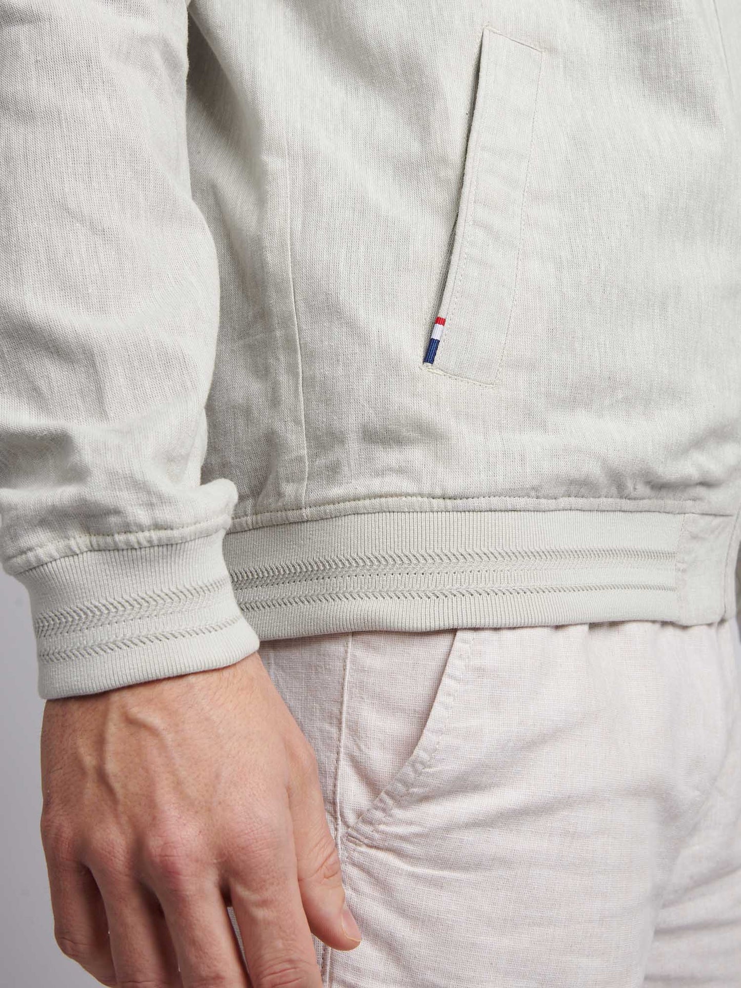 Mens Linen Blend Classic Bomber in Northern Droplet