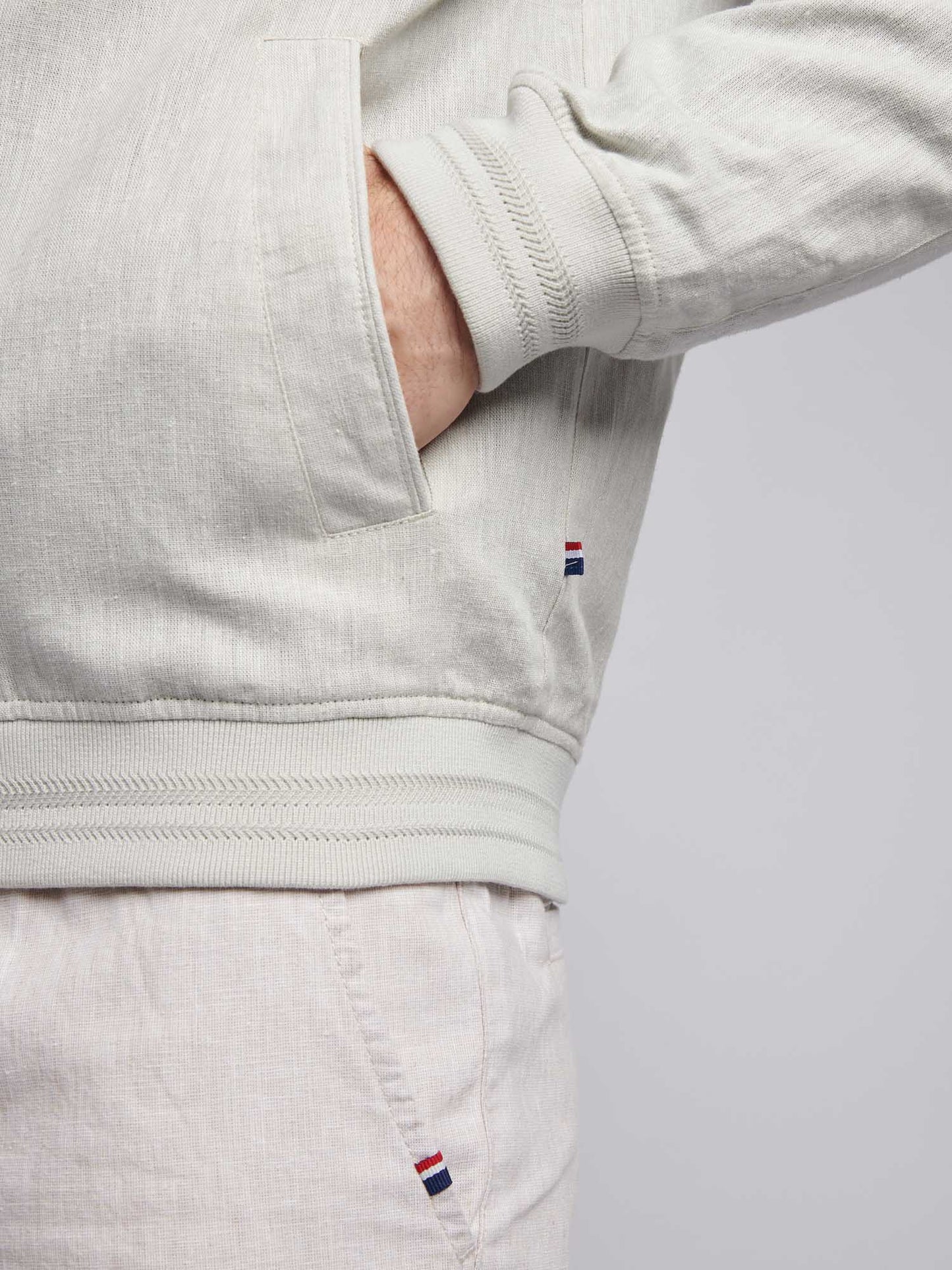 Mens Linen Blend Classic Bomber in Northern Droplet