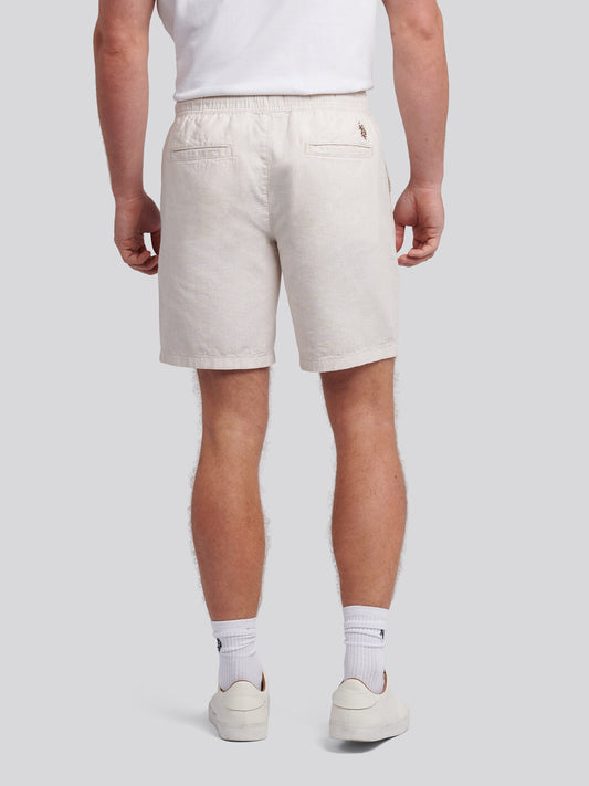 Mens Linen Blend Drawstring Short in Doeskin