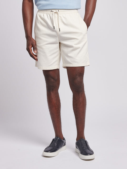 Mens Cotton Twill Drawstring Short in Whisper White