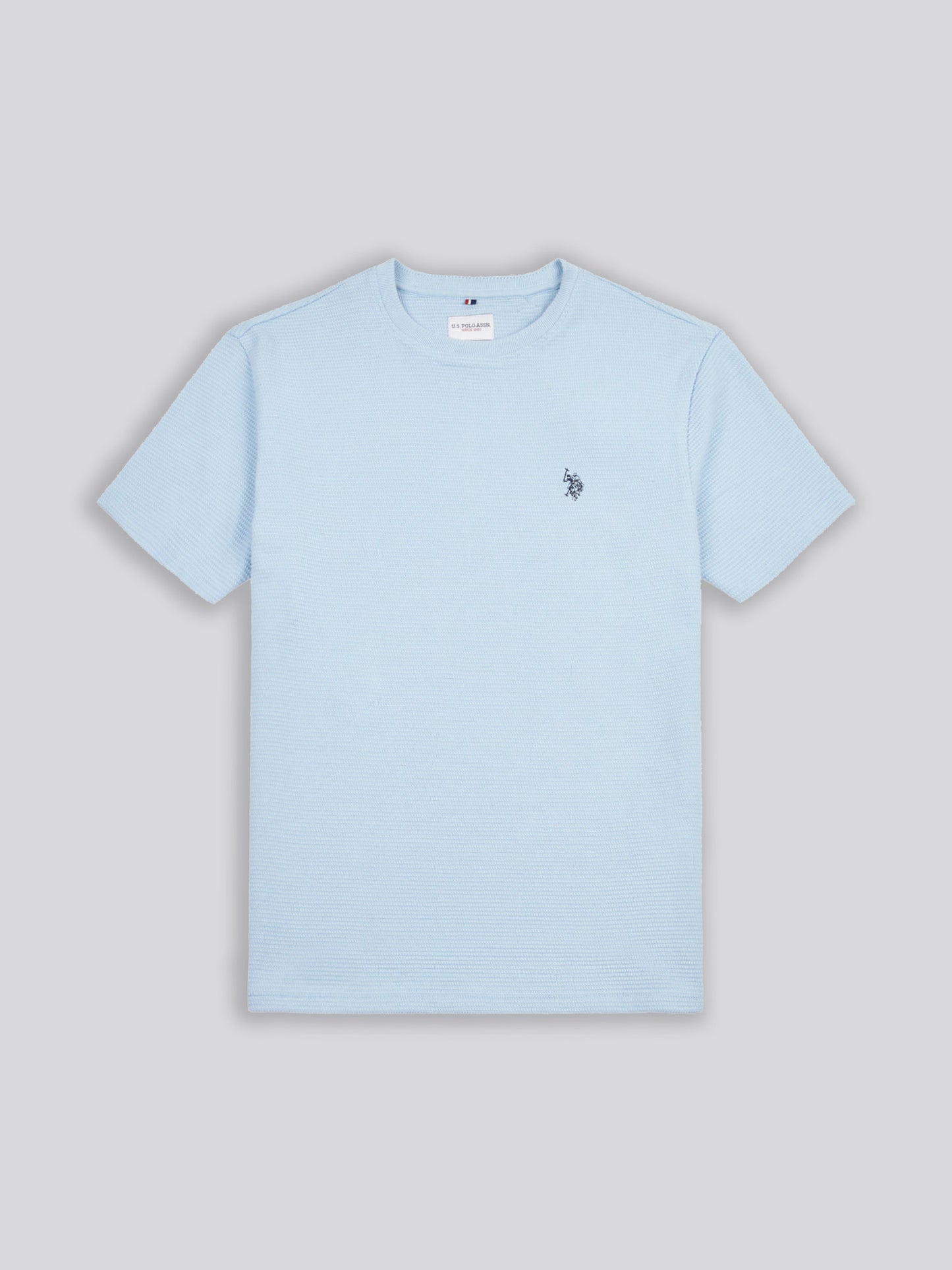 Mens Texture Double Horsemen T-Shirt in Chambray Blue