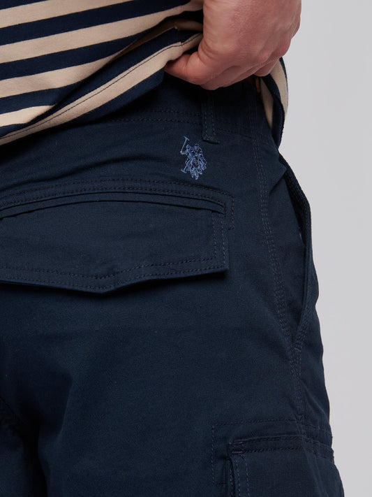 Mens Dobby Weave Cargo Short in Dark Sapphire Navy / Moonlight Blue DHM