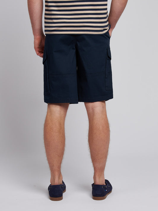 Mens Dobby Weave Cargo Short in Dark Sapphire Navy / Moonlight Blue DHM