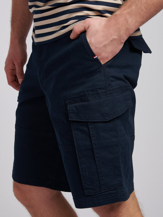 Mens Dobby Weave Cargo Short in Dark Sapphire Navy / Moonlight Blue DHM