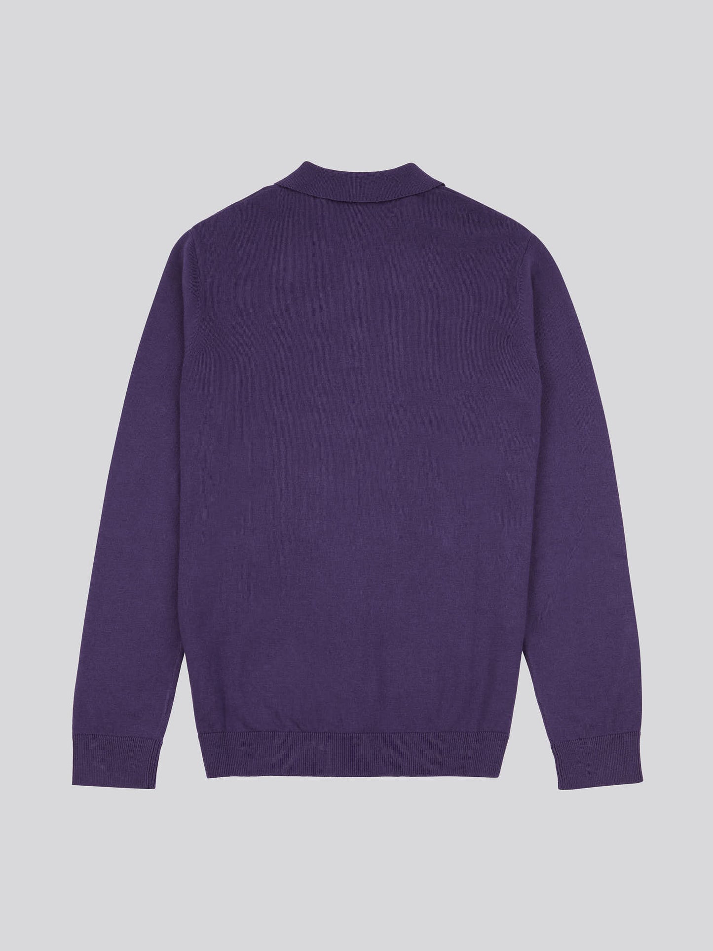 Mens Long Sleeve Knitted Polo Shirt in Purple Plumeria