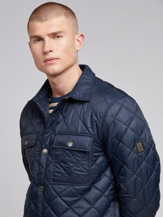 Mens Lightweight Diamond Quilted Jacket in Dark Sapphire Navy