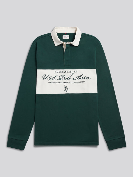 Mens Premium Embroidery Graphic Rugby Shirt Green Gables