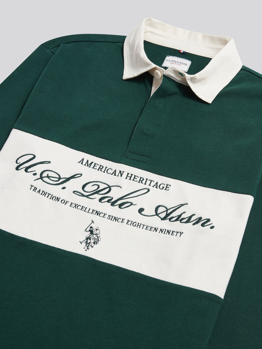 Mens Premium Embroidery Graphic Rugby Shirt Green Gables