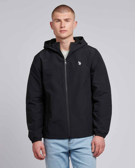 Mens Lightweight Rain Jacket in Black Bright White DHM