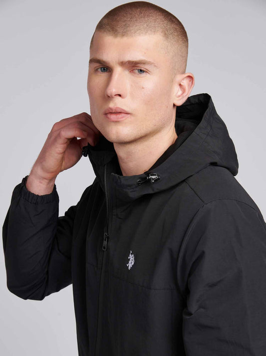 Mens Lightweight Rain Jacket in Black Bright White DHM