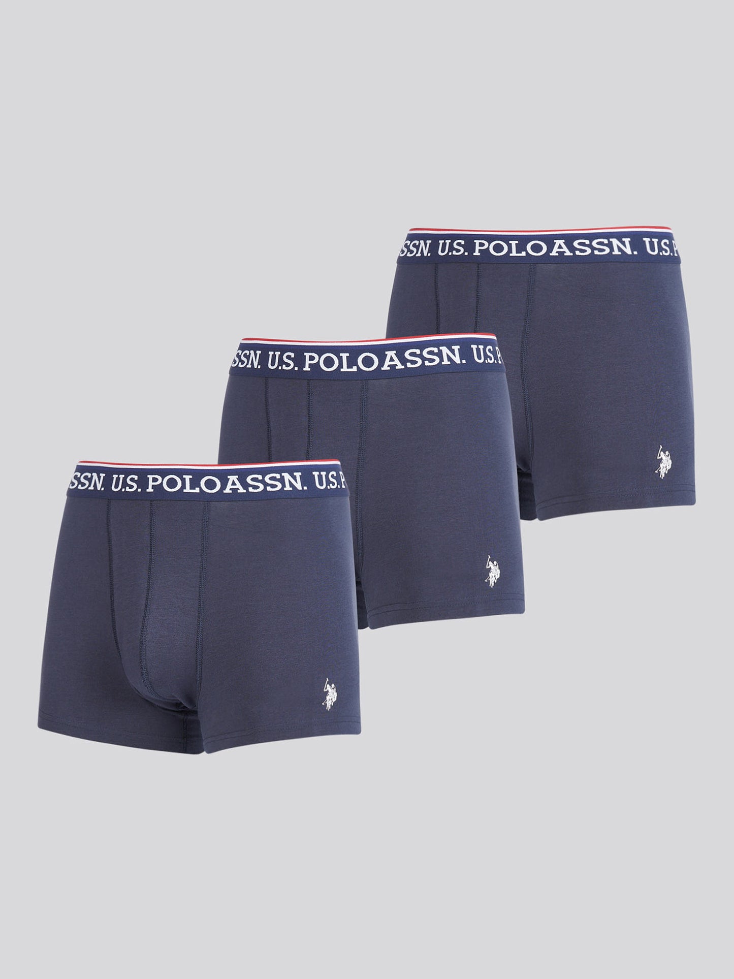 Mens 3 Pack Brand Highlight Boxer Shorts in Dark Sapphire Navy / White DHM