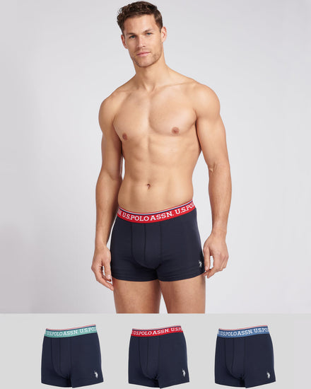 Mens 3 Pack Brand Highlight Boxer Shorts in Dark Sapphire Navy
