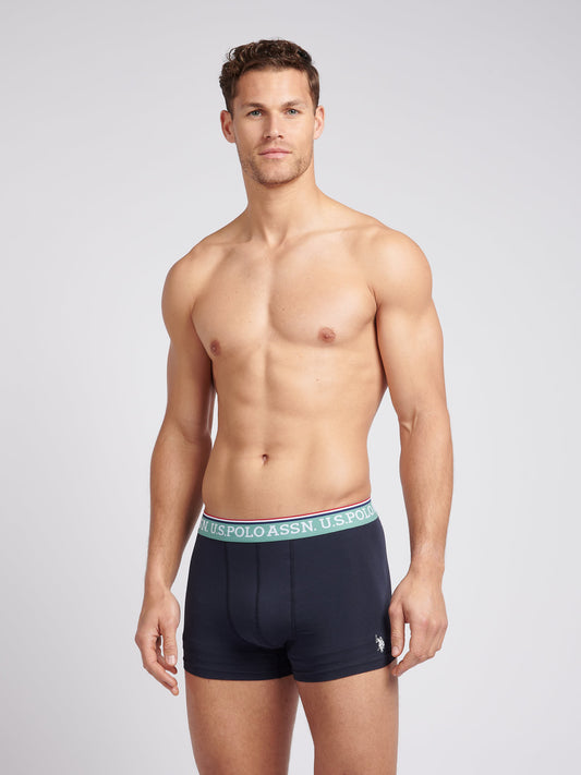 Mens 3 Pack Brand Highlight Boxer Shorts in Dark Sapphire Navy
