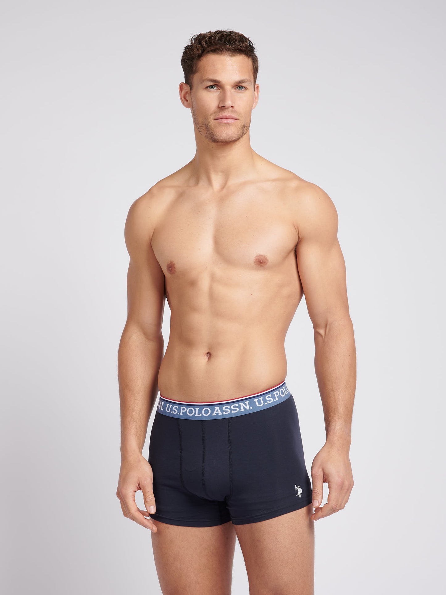 Mens 3 Pack Brand Highlight Boxer Shorts in Dark Sapphire Navy