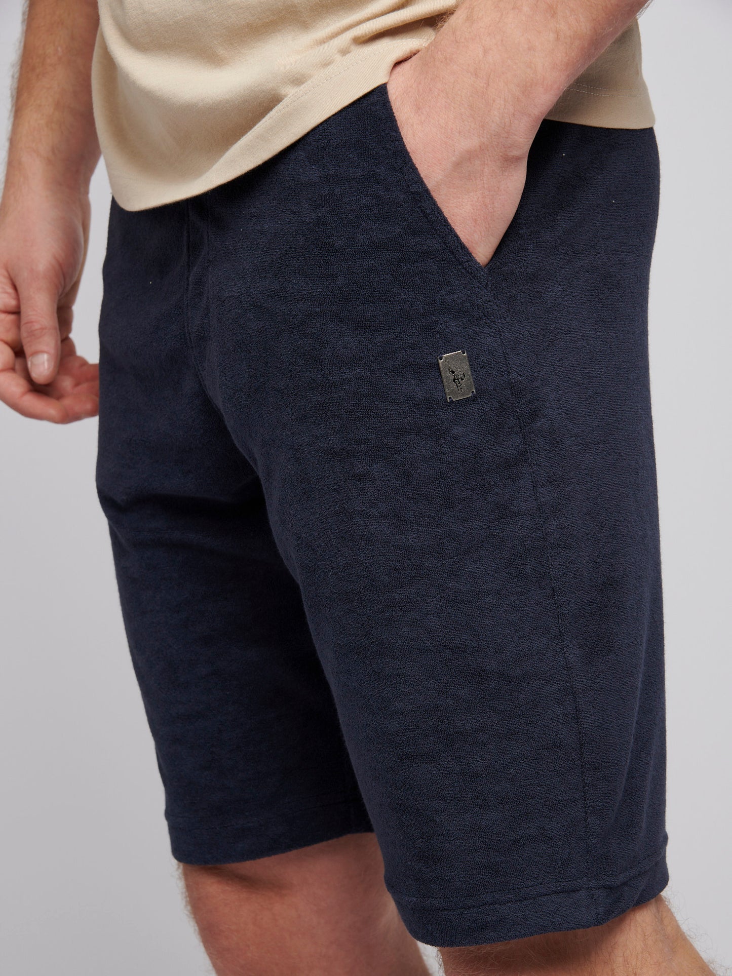 Mens Terry Drawstring Short in Dark Sapphire Navy