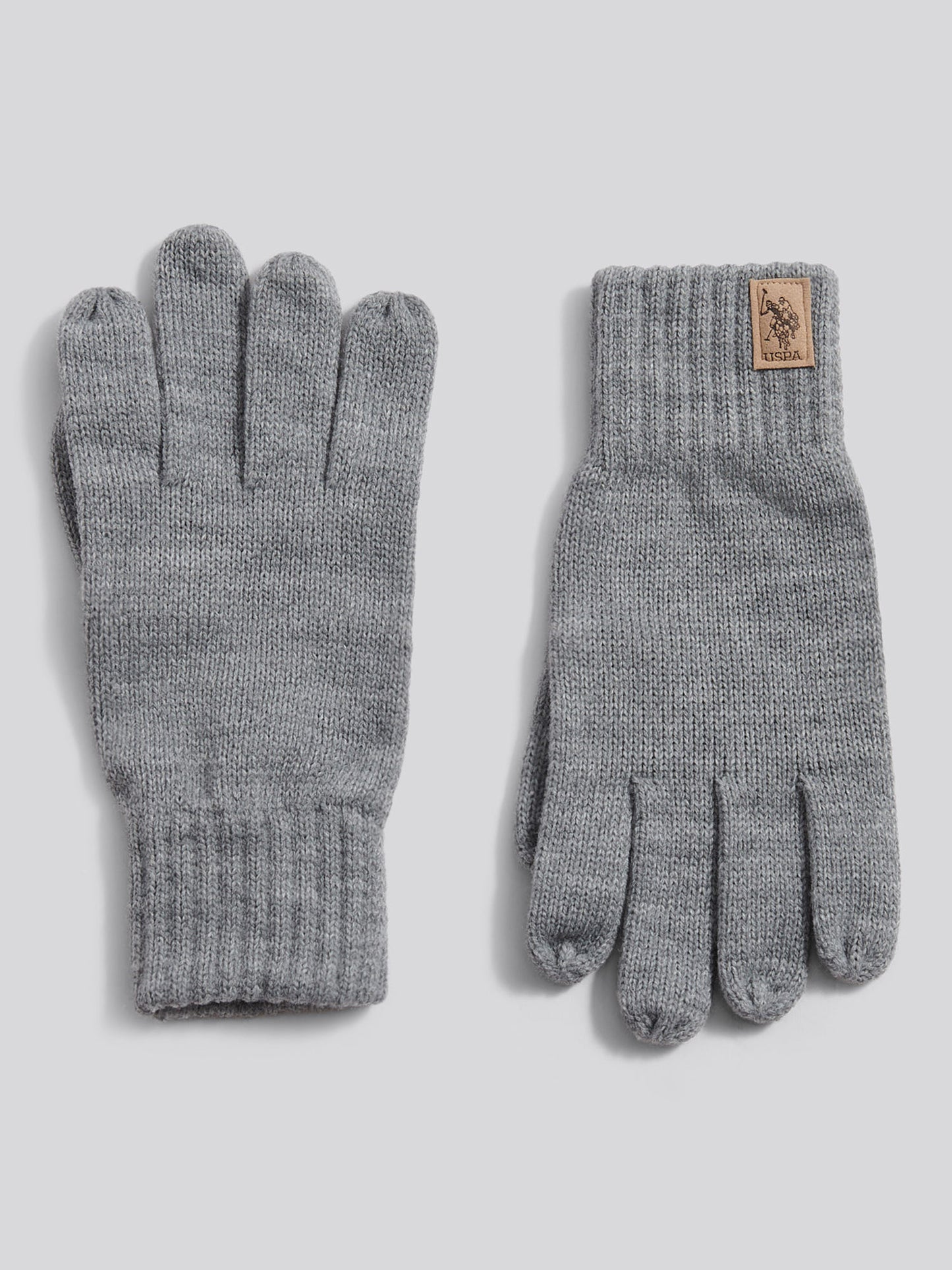 Mens Classic Knit Gloves in Mid Grey Marl