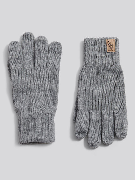 Mens Classic Knit Gloves in Mid Grey Marl