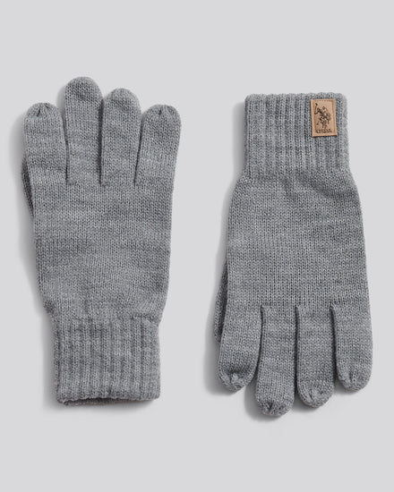 Mens Classic Knit Gloves in Mid Grey Marl