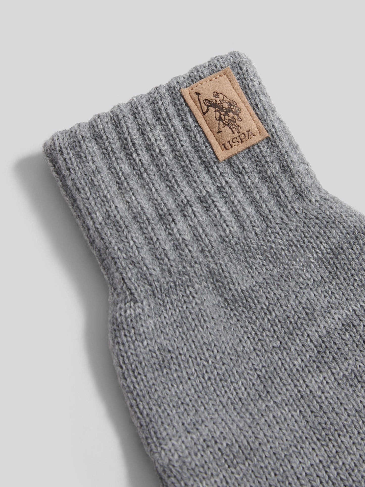 Mens Classic Knit Gloves in Mid Grey Marl