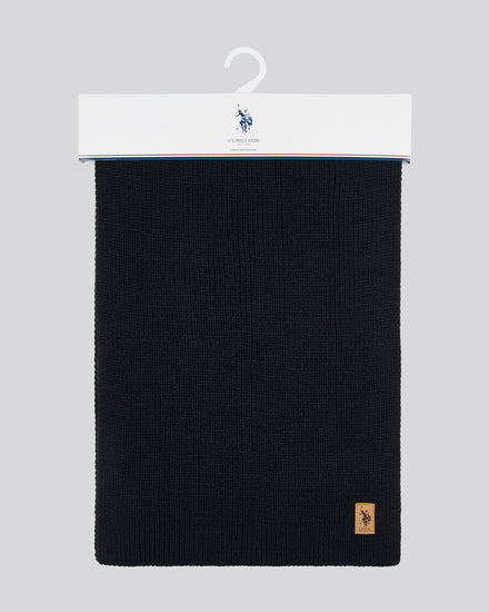 Mens Rib Knit Scarf in Black