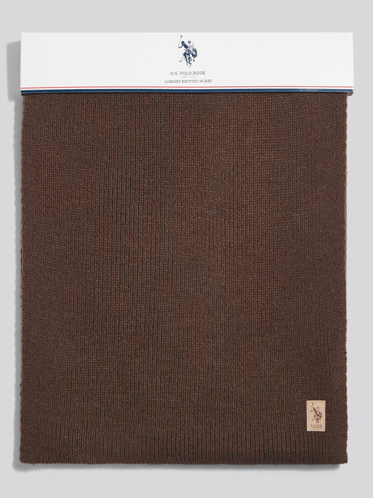 Mens Rib Knit Scarf Bracken Marl