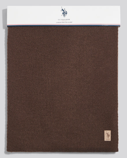 Mens Rib Knit Scarf Bracken Marl