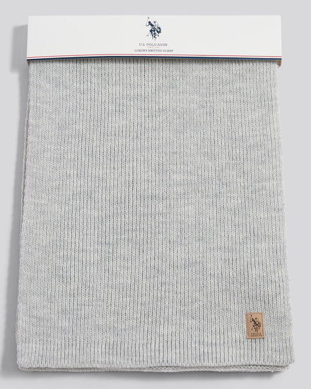 Mens Rib Knit Scarf in Mid Grey Marl