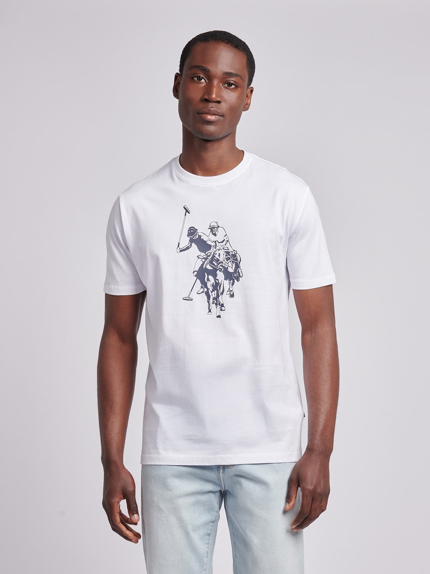 Mens Double Horsemen Graphic T-Shirt in Bright White