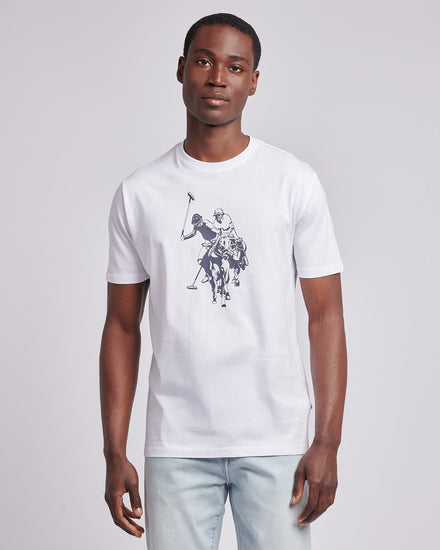 Mens Double Horsemen Graphic T-Shirt in Bright White