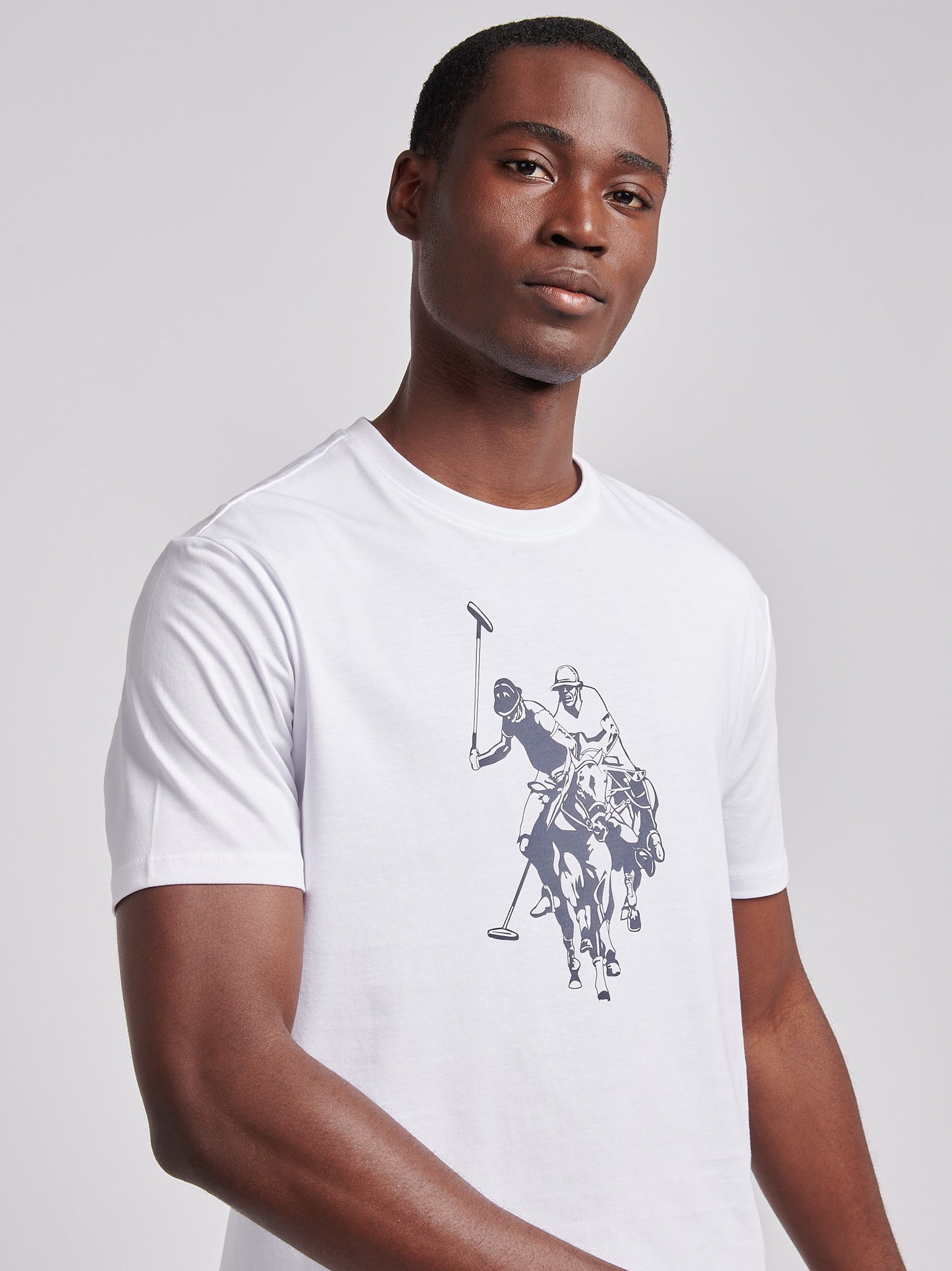Mens Double Horsemen Graphic T-Shirt in Bright White
