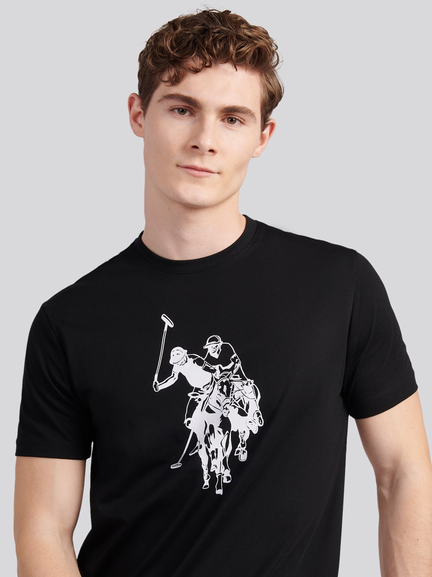 Mens Double Horsemen Graphic T-Shirt in Black