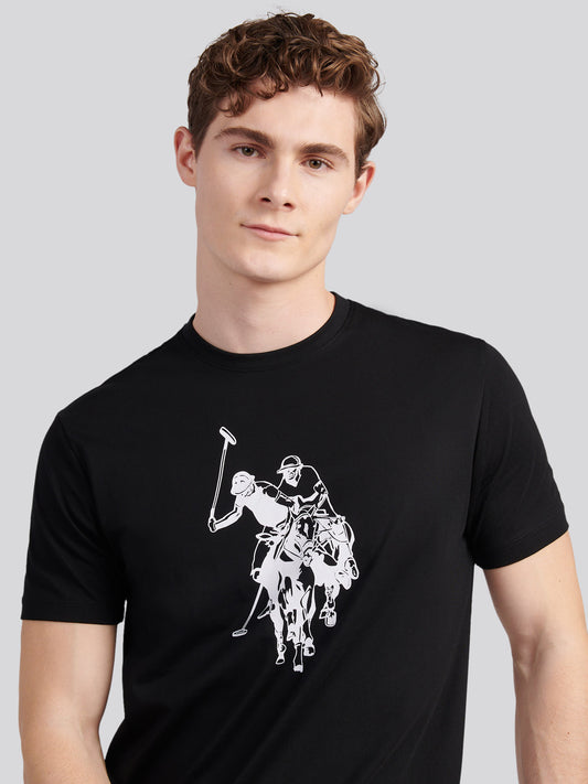 Mens Double Horsemen Graphic T-Shirt in Black