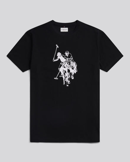 Mens Double Horsemen Graphic T-Shirt in Black