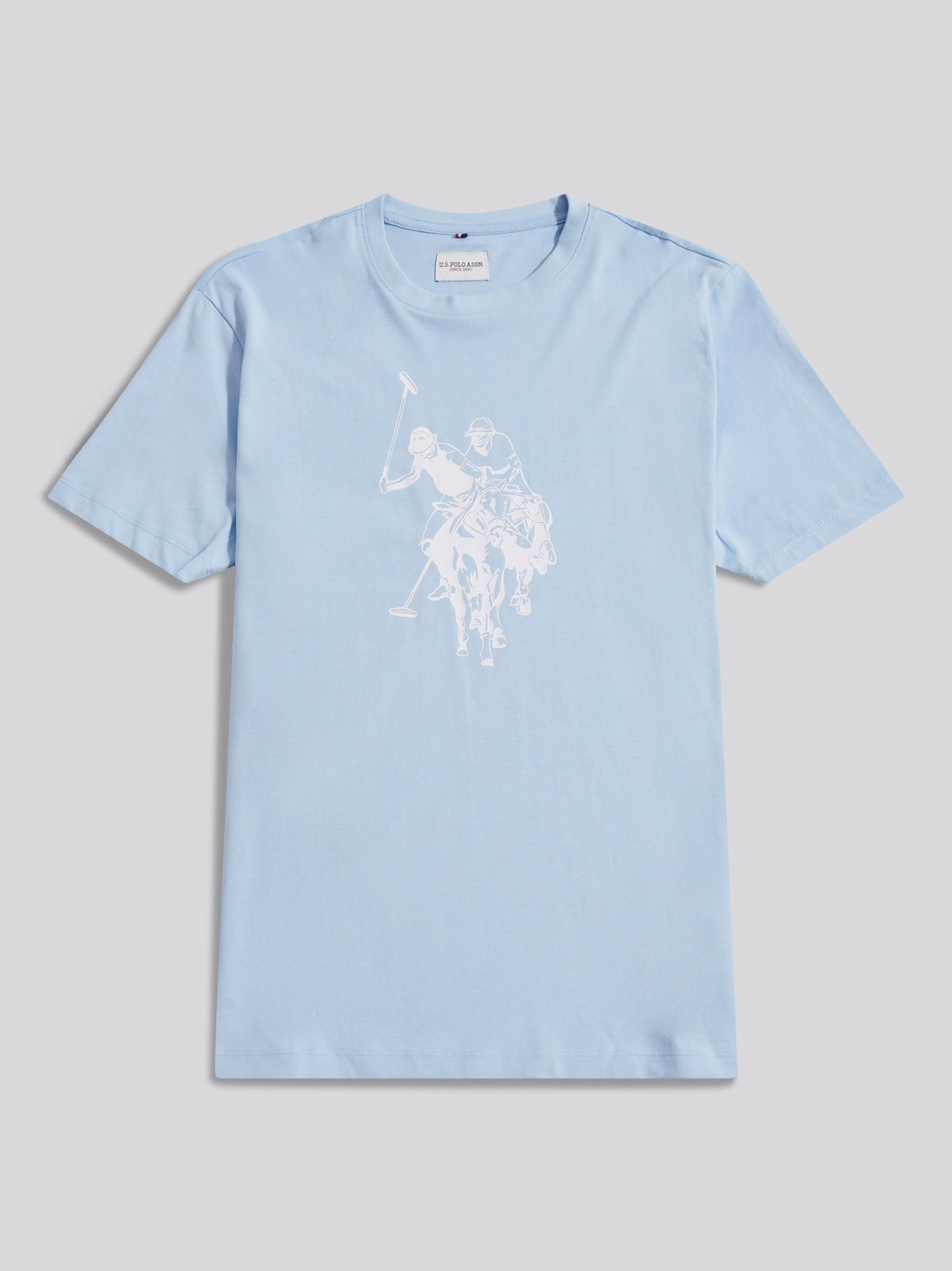 Mens Double Horsemen Graphic T-Shirt in Chambray Blue