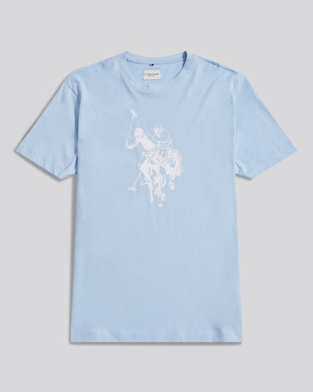 Mens Double Horsemen Graphic T-Shirt in Chambray Blue